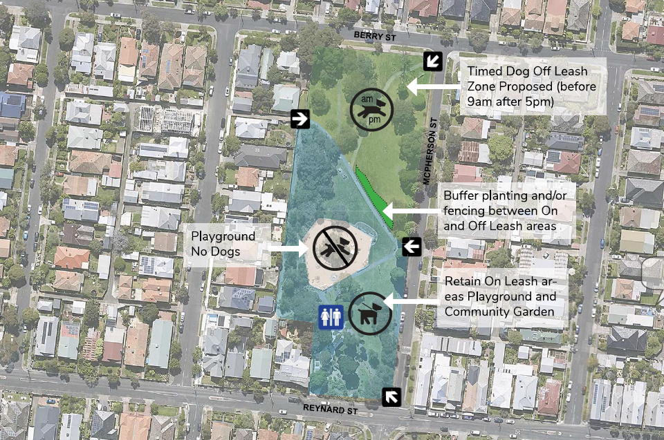 Pilot program plan: Map of Robinson Reserve pilot program zones