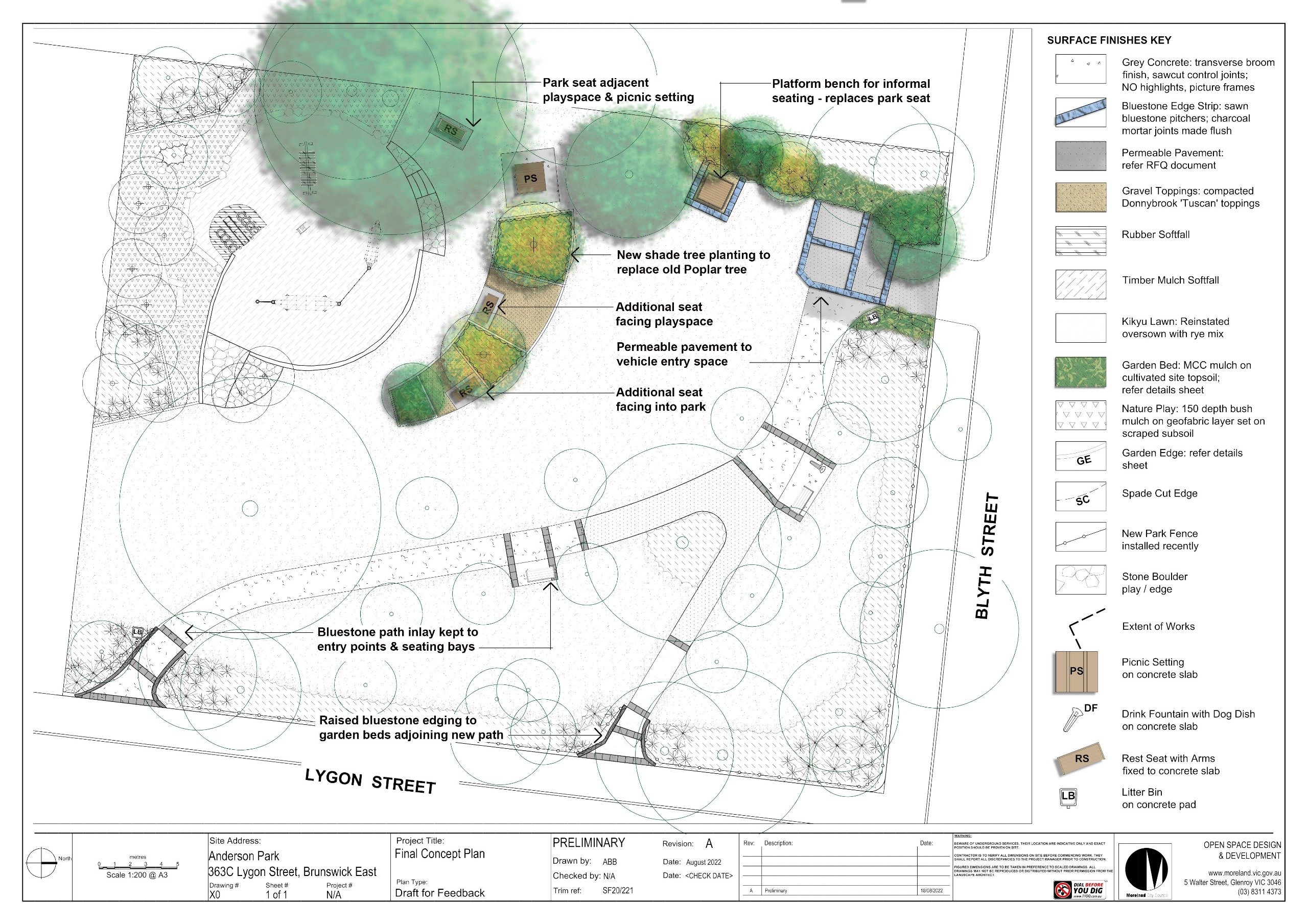 Final Concept Plan with revised elements only shown coloured in plan