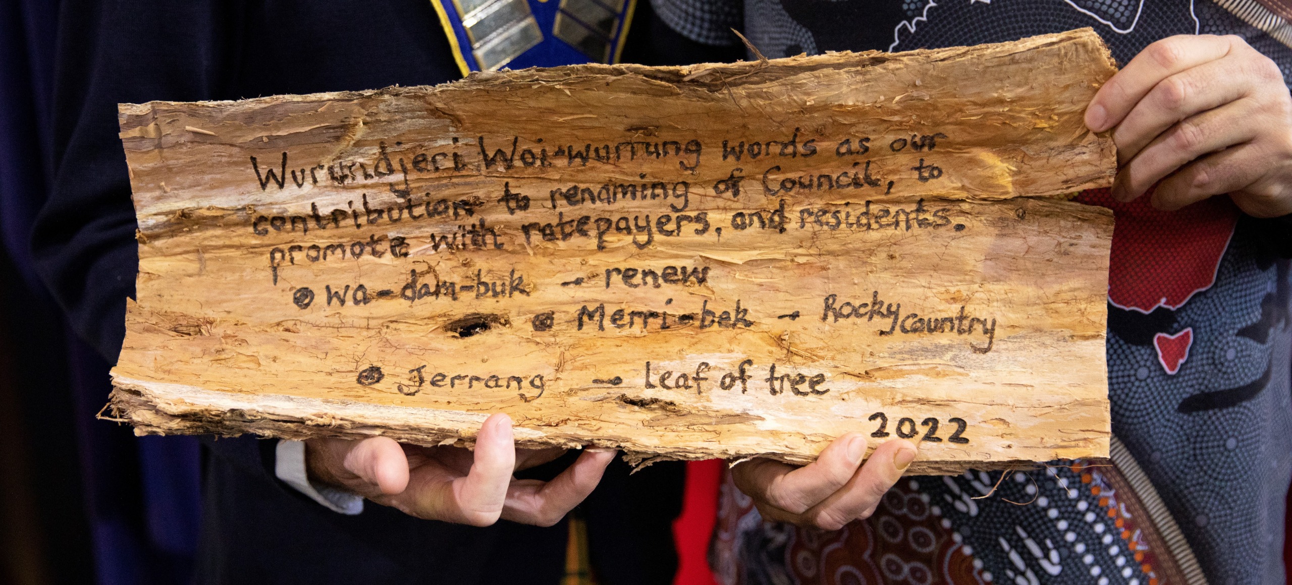 Names inscribed on paperbark