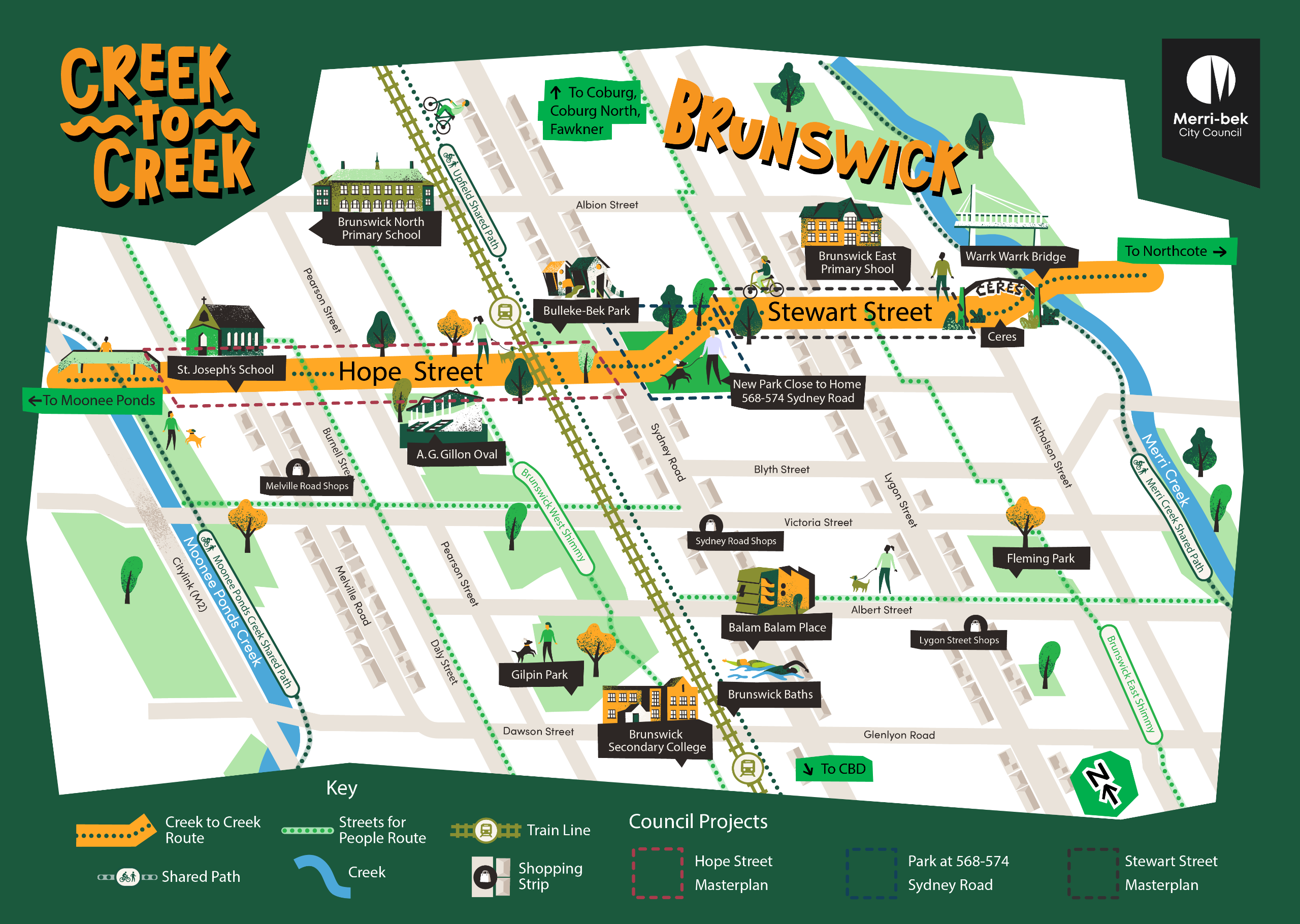 A map of Hope Street in Brunswick