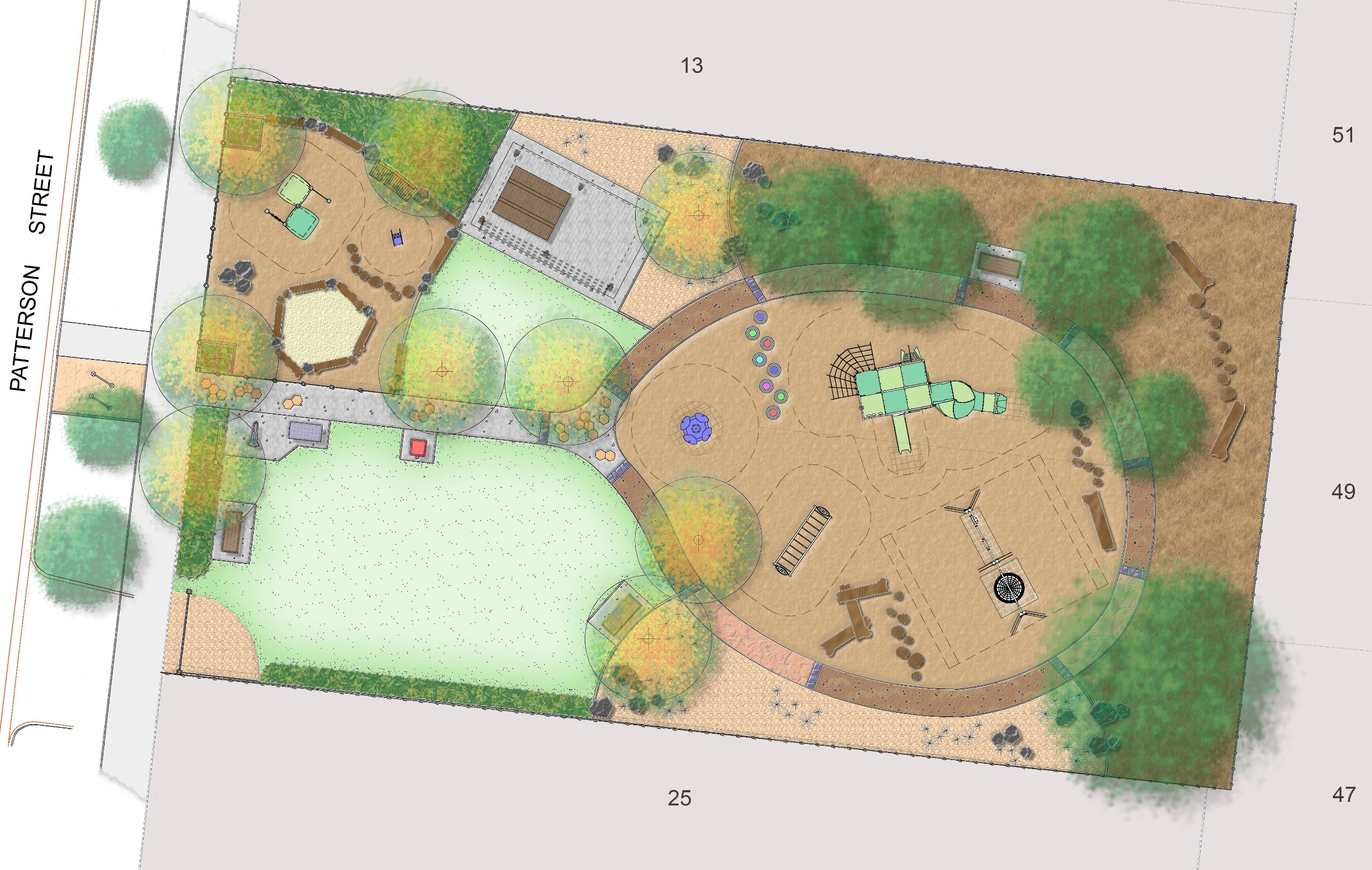 An aerial illustration of the proposed upgrades to the Calder park playground. 