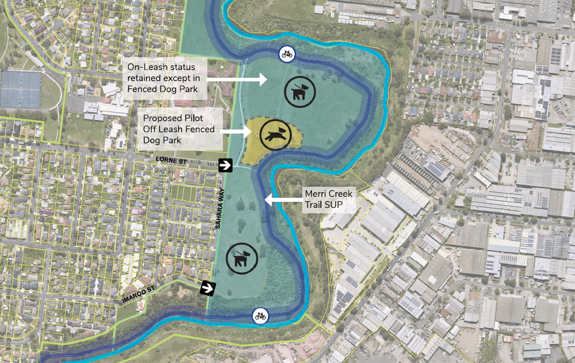 Pilot program plan: Map of Lorne Street Reserve pilot program zones