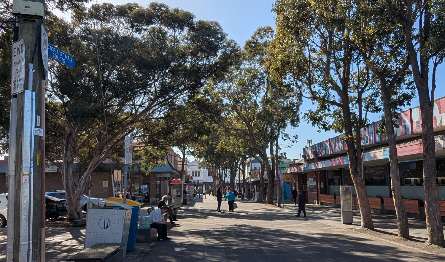 Now: a view looking down Victoria Street Mall in 2025