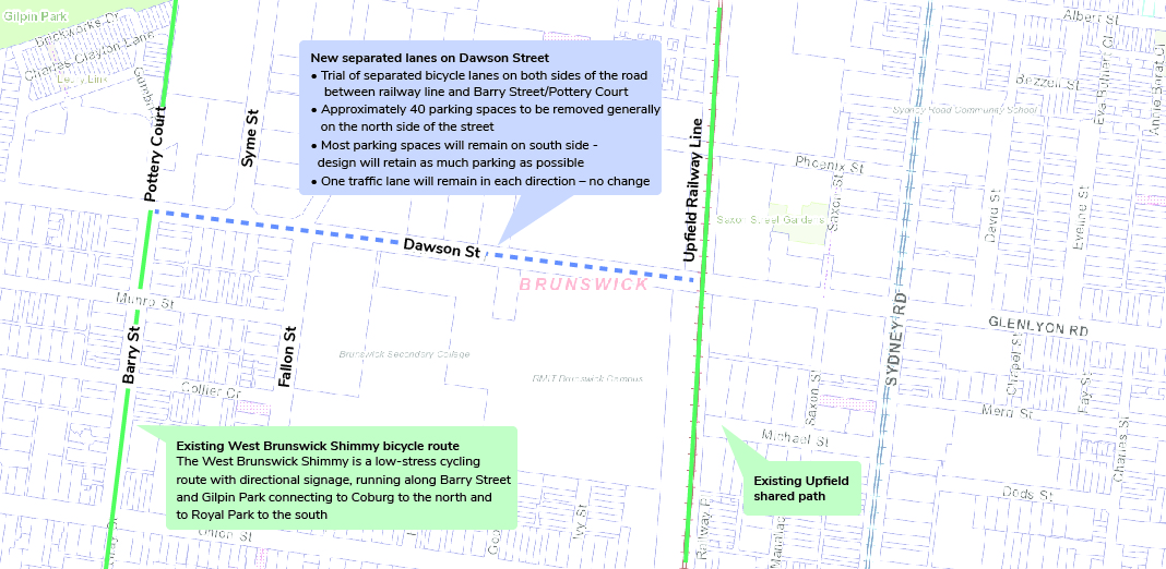 Dawson Street - Separated bicycle lanes trial - site map