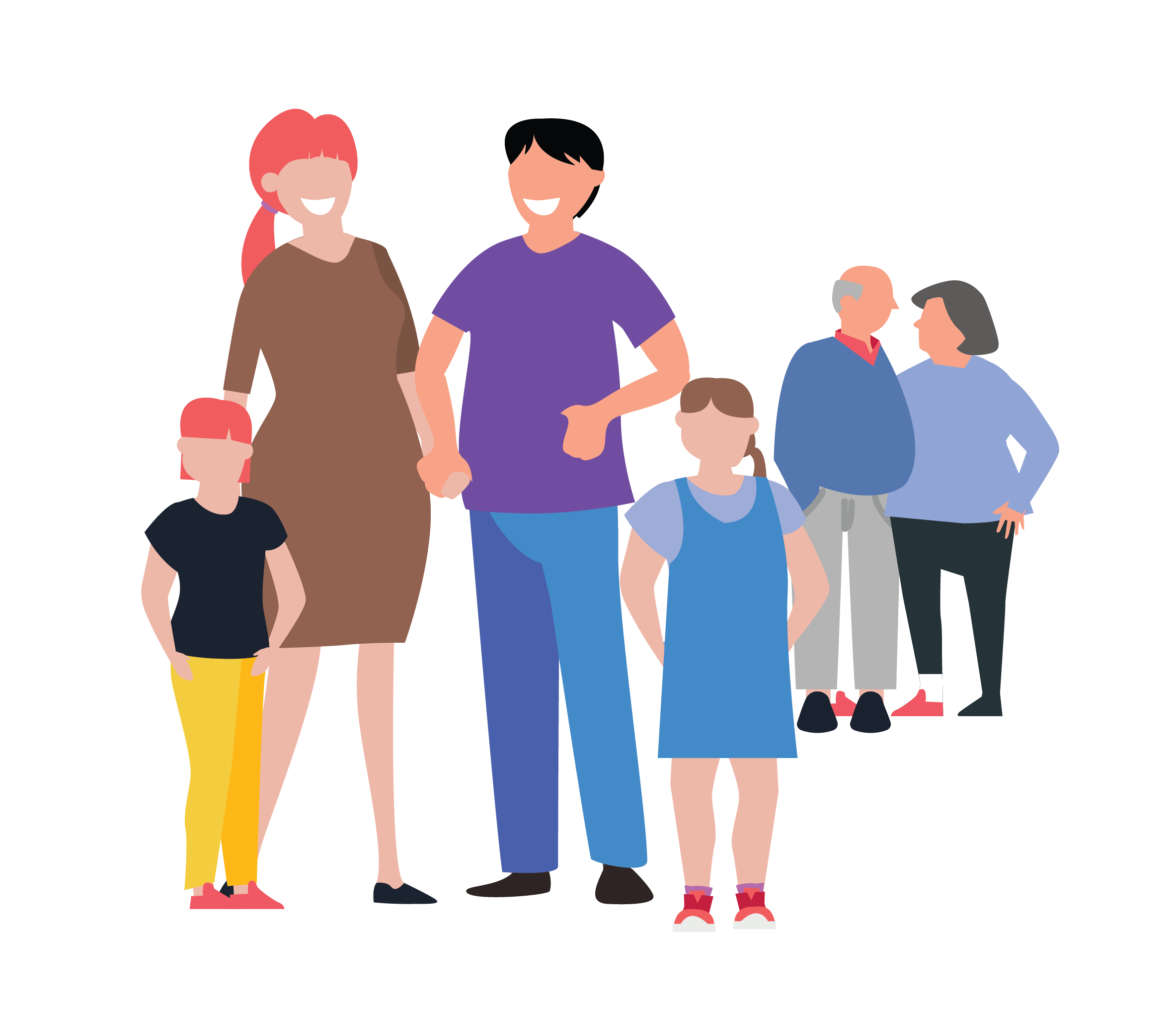 image of large famiy with 4 adults and 2 children