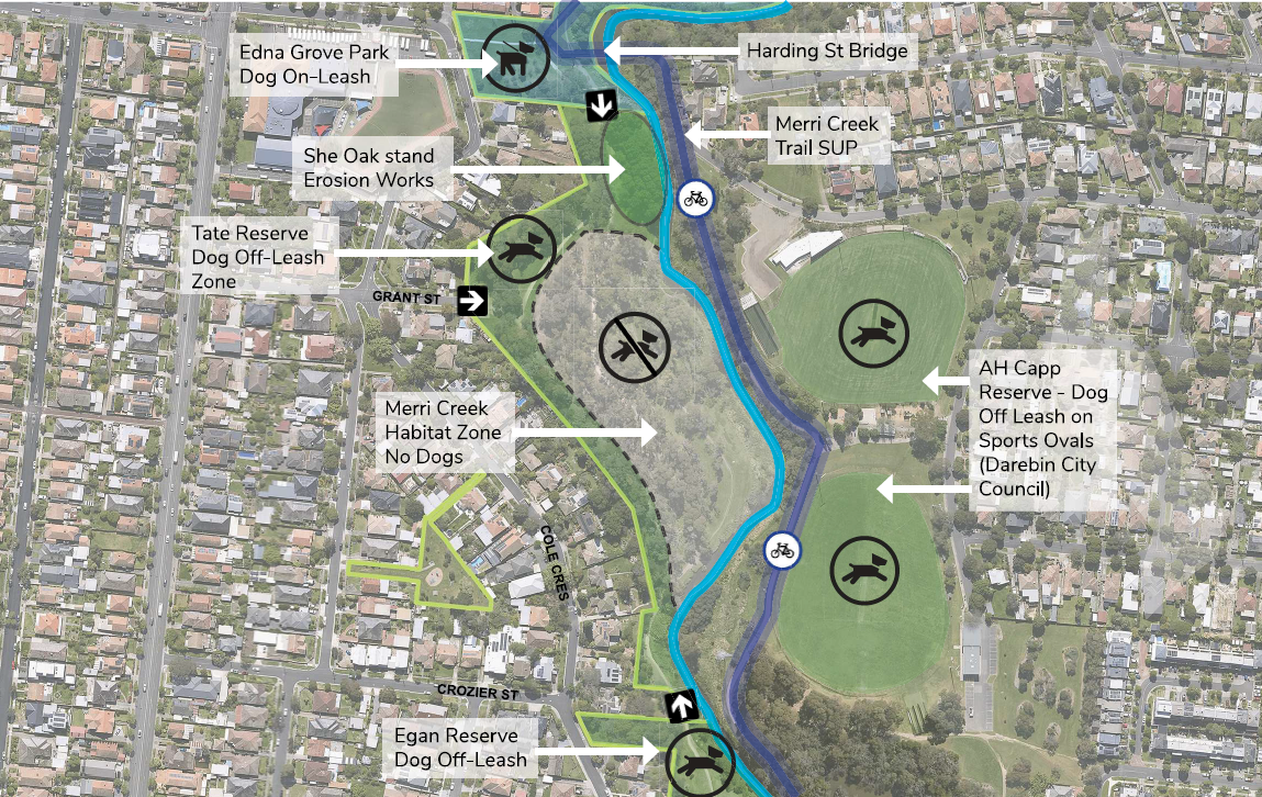 Pilot program plan: Map of Tate Reserve pilot program zones