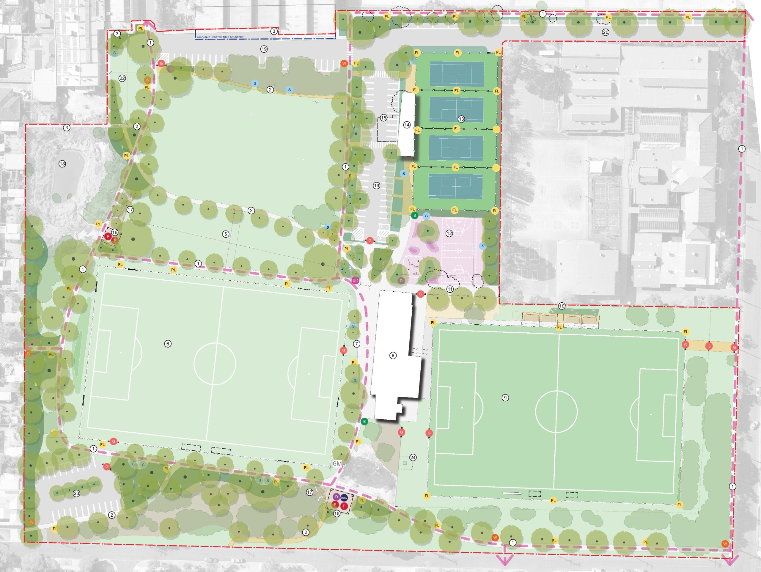 An illustrated map of Hosken reserve 